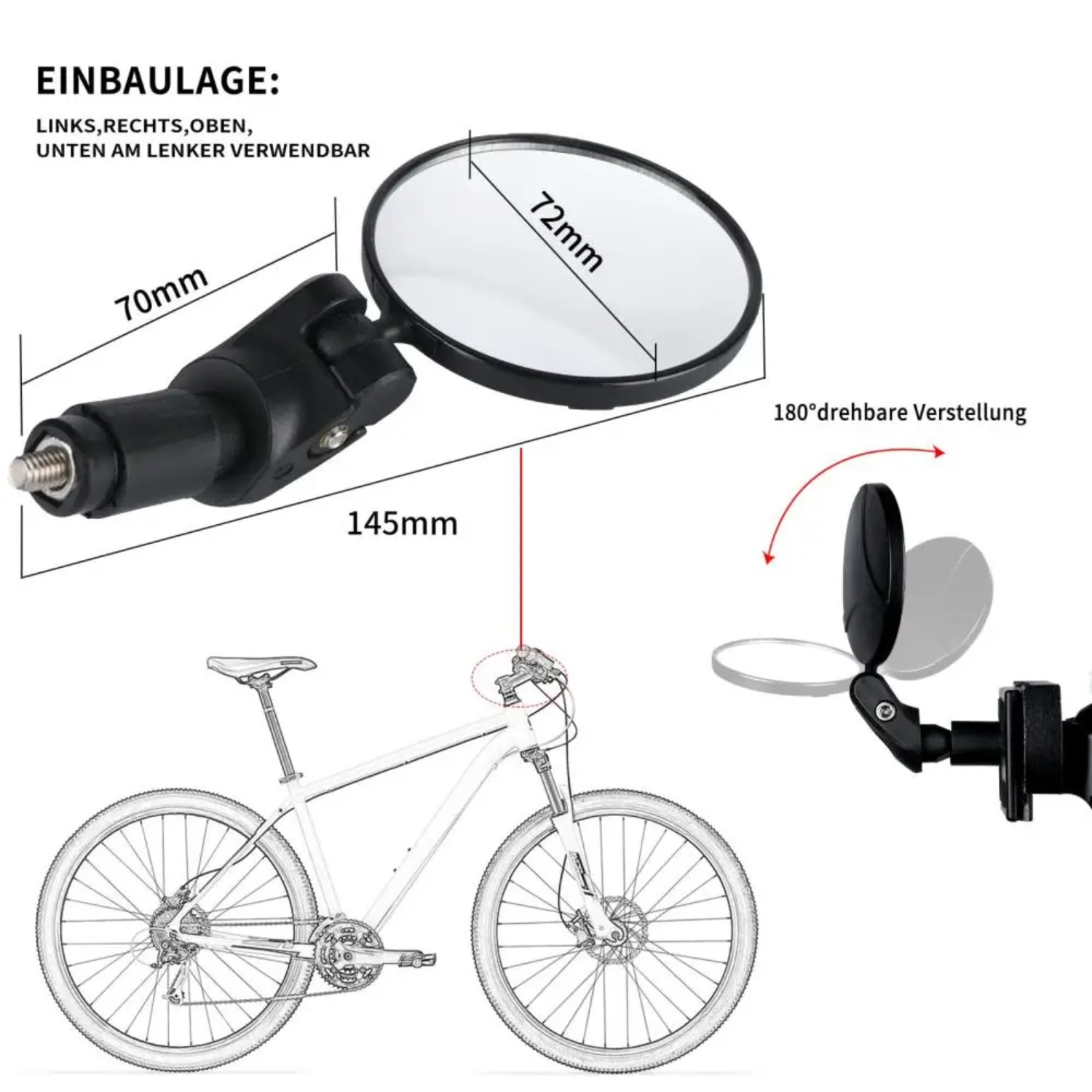 2PCS Bicycle Rearview Mirror B - Mirror Extender Bar recension och pris