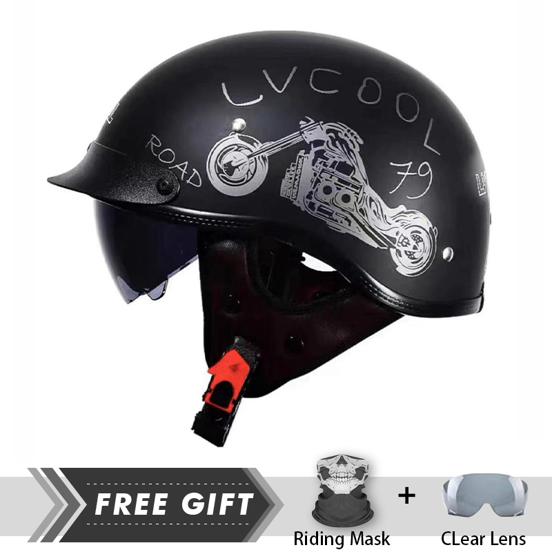 Men Women Half Face Helmet ABS - Motorcycle Gear Store recension och pris