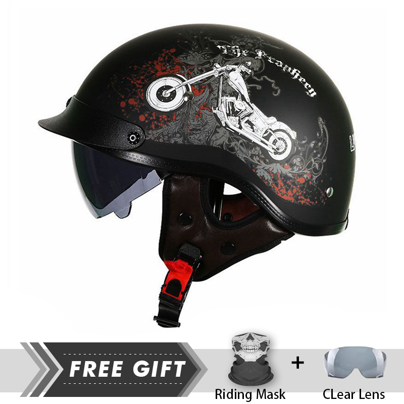 Men Women Half Face Helmet ABS - Motorcycle Gear Store recension och pris